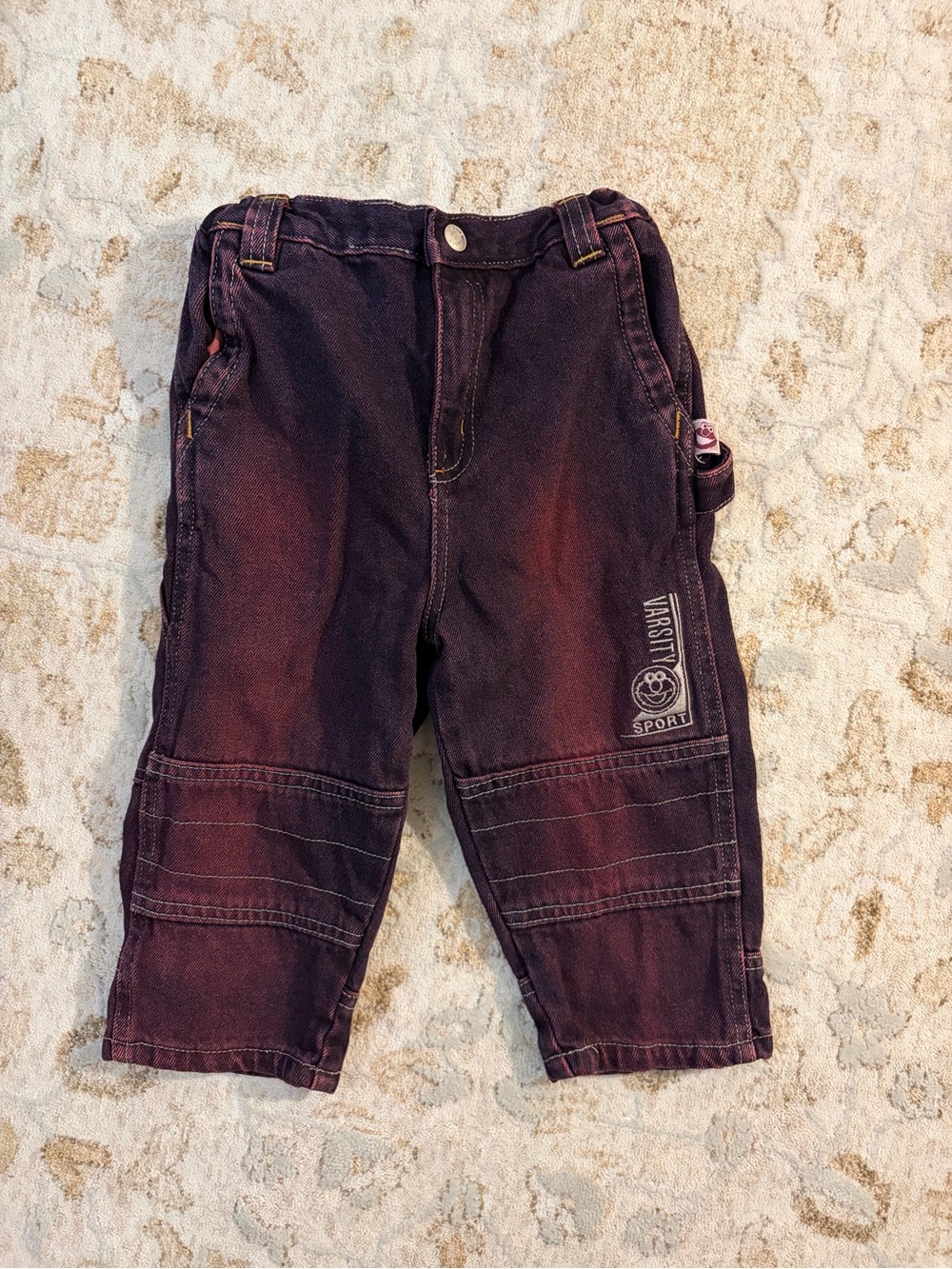 Vintage Y2K Sesame Street Baggy Ombré Embroidered Varsity Sport Elmo Jeans